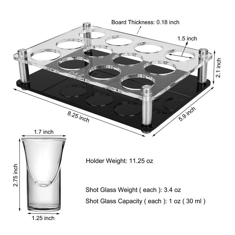 DZ D&Z 1 oz Shot Glasses with Holder, Heavy Base Shot Glass Set of 12, Easy Carry without Spilling, Drinking Vessels for Whiskey/Vodka/Tequila/Cocktail, Ideal Birthday Gift for Boyfriend/Father/Husband - Image 5